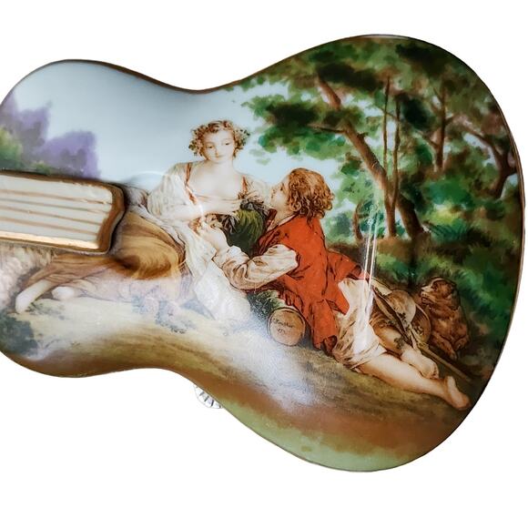 Vintage Porcelain Japanese Music Box Trinket Violin Flower Shaped Lego Brand - Picture 5 of 16